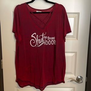 Maurices Shut the Front Door Tee T-Shirt Size1